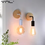 Retro Wood Wall Lamp E27 220V 110V Vintage Sconce Wall Light Fixture Bedside (New)