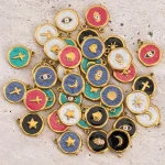 8 Stainless Steel Colored Enamel Love Heart Shape Eye Round Pendant for DIY (New)