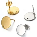 10 No Fade Stainless Steel Round Blank Post Earring Studs Base Pins With (New)
