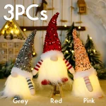 AlliLit 1~3 Christmas Gnome Doll Elf 30cm Led Light Xmas Ornaments Decorations for (New)