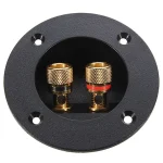 Black Brand Speaker Terminal Connectors Round Boxes with 2 Banana Jack Gilded (New)