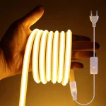 220V COB Led Strip High Density Waterproof COB LED Strip EU Plug Flexible (New)