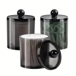 38020 Pack Qtip Dispenser Apothecary Jars Bathroom Jar 10 oz Black Plastic Holder (New)