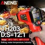 ANENG TH203 Smart Industrial Infrared Thermometer  50~600â„ƒ Temperature Gun VA Reverse Color Screen (New)
