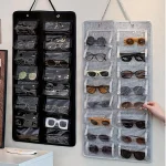 1 Wall Mounted Glasses Organizer with 16 Felt Slots   Dust Proof,Multi Functional Hanging Organizer for (New)