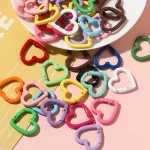 5 Metal Heart Spring Clasp Openable Love Shaped Carabiner Keychain Clips Hook Dog (New)