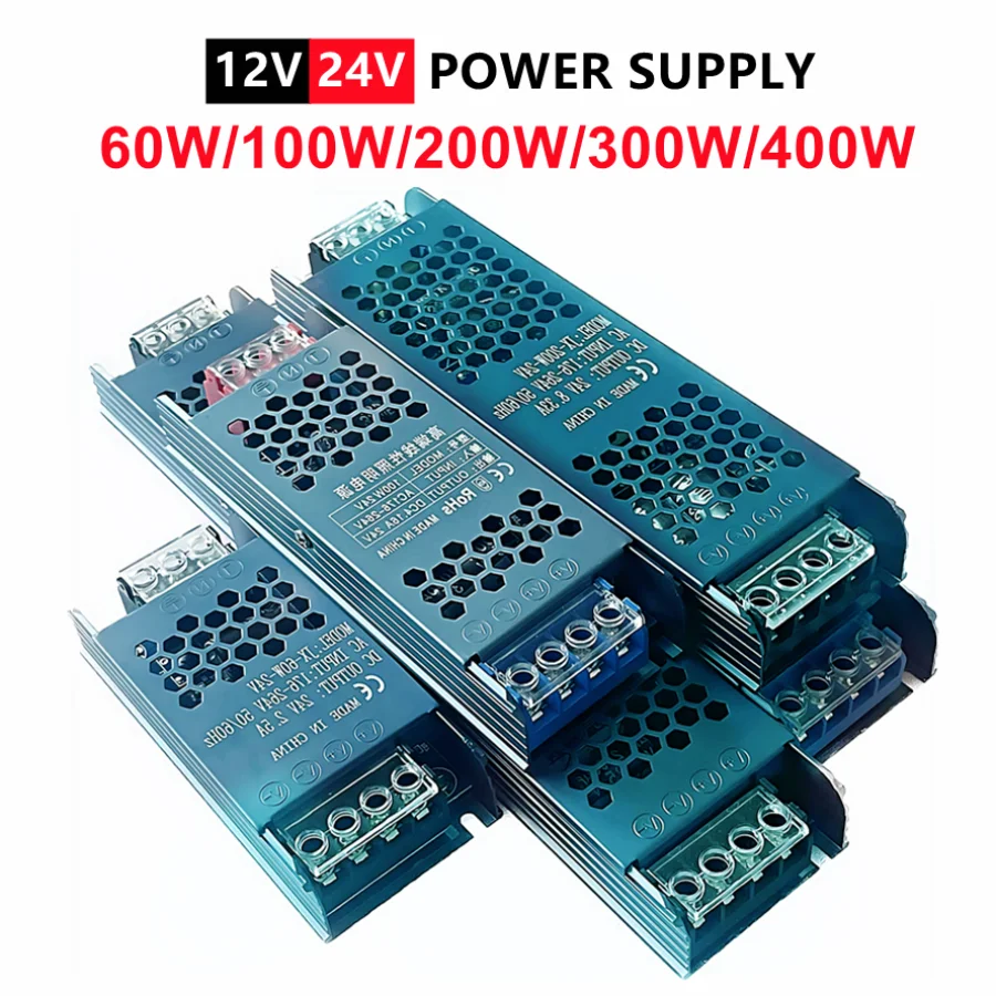 S447723feacde412a9724ce3012ee02bf2 Ultra Thin 12V 24V LED Power Supply Adapter 60W 100W 200W 300W 400W Lighting (New) - Image 1