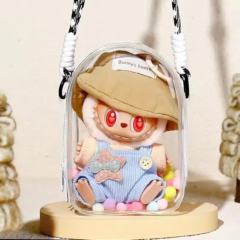 S475aa4f979b04c35ab44bcb7621d761aH For Labubu 15 17cm V2 Sitting Party PVC Transparent Display Bag Protector Case Doll (New) - Image 1
