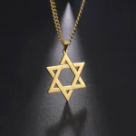 Skyrim Cutout Star of David Hexagram Choker Necklace for Men Women Gold Color (New)