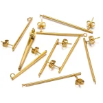 10 lot Stainless Steel Gold Stud Earrings Long Stick Connector Pendant for DIY Jewelry (New)