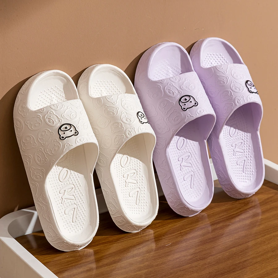 S49bdfd1a88854bbd8113194237e24954i Womens Slippers Summer Printting Cute Bear Indoor Bathroom Anti slip Soft Sole Couple Lightness (New) - Image 1