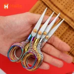 Kawaii Titanium Color Scissors Vintage Stainless Carved Cutting and Sewing,Thread Scissors, Sewing Tools,Cute (New)