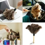 Feather Duster Wooden Handle Duster Anti static Dust Removal Dusters Ostrich Duster Feather Fur (New)