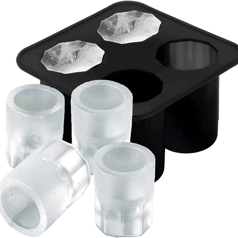 S4b06d7b4990e4701924174024919d5a6L 4 Cup Shape Silicone Ice Cube Mold Tray Halloween Skeleton Make Shot Glass (New) - Image 1