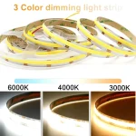 24V Dimmable 3 Color CCT COB LED Strip Light 8mm 10mm Width 2700K (New)