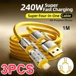 1 3 240W 4 in 1 Fast Charging Data Cable Type C To Type C Zinc Alloy Cable (New)