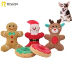 Pet Dog Plush Noise Chewing Toy Santa Elk Gingerbread Man Donut Cat Dog (New)