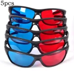 5 Black Frame Universal 3D Plastic Glasses Oculos Red Blue Cyan 3D Glass Anaglyph 3D (New)