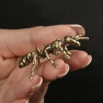 Brass Ant Figurines Miniature Simulation Insect Desk Ornament Table Tea Pets Antique Copper (New)