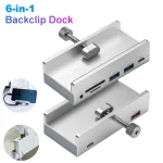 6 IN 1 Black Clip Dock 5Gbps USB 3 HUB Aluminum Alloy External Multi USB (New)