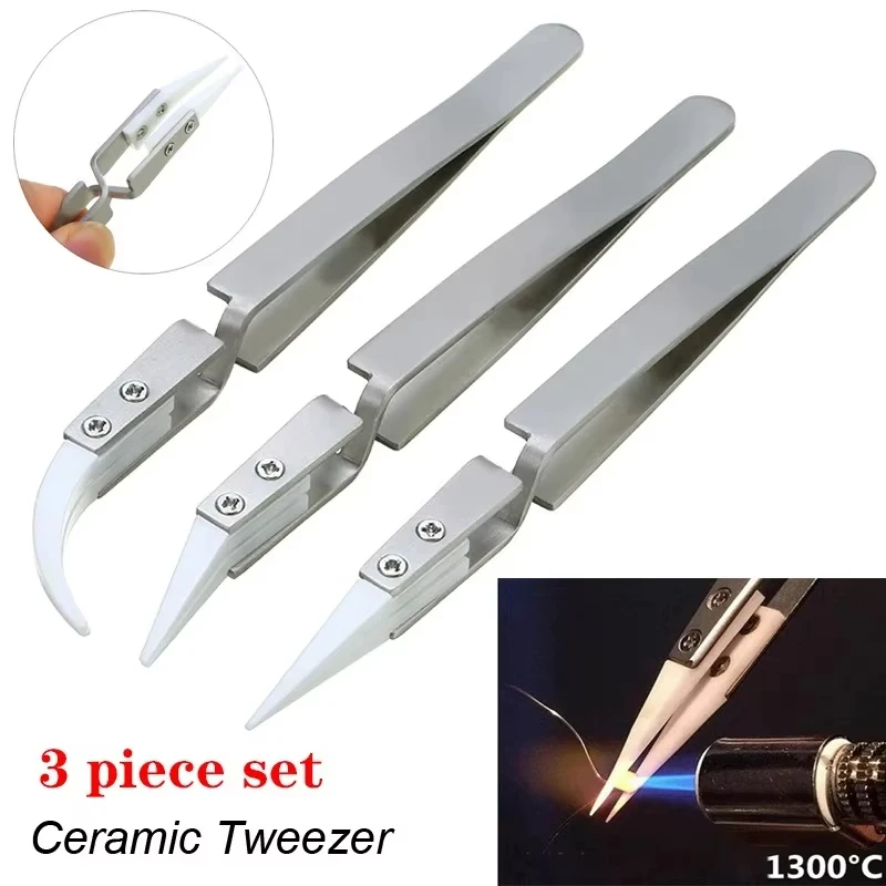 S4dcb616029fc453694a8cbfdd9a171d7j 46025 Precision Ceramic Straight Tip Soldering Tweezers Anti Static Reverse Acid Resistant Electronic (New) - Image 1