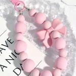 Pink Pearl Bow Keychain, Mobile Phone Chain, Earphone Bag, Anti Lost Rope, Car Keychain, (New)