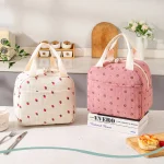 Cute Floral Printed Food Handbags Portable Thermal Lunch Bag Durable Waterproof Office Cooler (New)