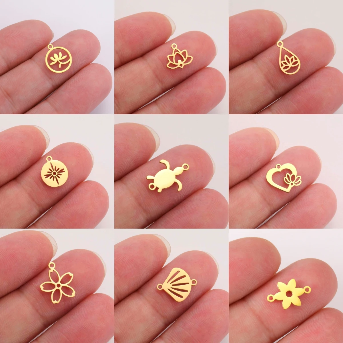 S4eb962d087524f6dbe237aeaa3019ffdO 5 Pieces of Lotus Shell Stainless Steel Bracelet Pendant Necklace Small Sun Shell (New) - Image 1