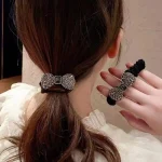 1 Fashion Crystal Bow Elastic Rubber Hair Bands Scrunchies For Women Girls Female (New)