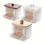 8oz Cotton Swab Holder Dispenser Clear Diamond Pattern Bathroom Organizer Accessories Decor for (New)