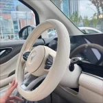 Napa Leather Perforated Patchwork Car Steering Wheel Cover, Non slip, Breathable, Universal 15 Inch (New)