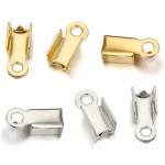 50 2.5 3.5mm Stainless Steel Crimp End Caps Fastener Beads Connector for Jewelry Making (New)