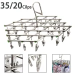 Folding Drying Rack with 35 20 Clips Stainless Steel Windproof Underwear Socks Clip Swivel (New)