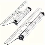 2 Plastic Ruler Drawing Roller Ruler Parallel Multi functional Drawing Design Used for Measurement (New)