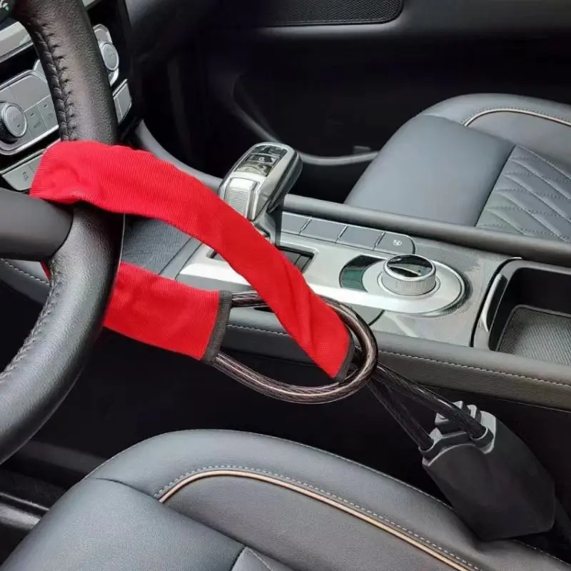 S52f3f3dacaae44fe9ce9671cdda47947B Car Steering Wheel Steel Lock Seat Belt Anti theft Lock with 2 Keys Anti theft (New) - Image 1