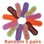 Random 5 Pairs of Trampoline Socks for Men and Women, Dotted Non Slip Socks, (New)