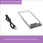 Transparent 2.5 Inch HDD SSD Enclosure SATA to USB3.0 Type C 3.1 Portable External (New)