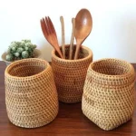 Household Rattan Organizer Chopsticks Shovel Spoons Dinner Knives Forks Tableware Storage Box Storage (New)