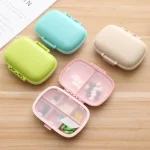 Mini Portable 8 Grids Pill Box Travel Medicine Organizer Container Wheat Sealed Tablets (New)