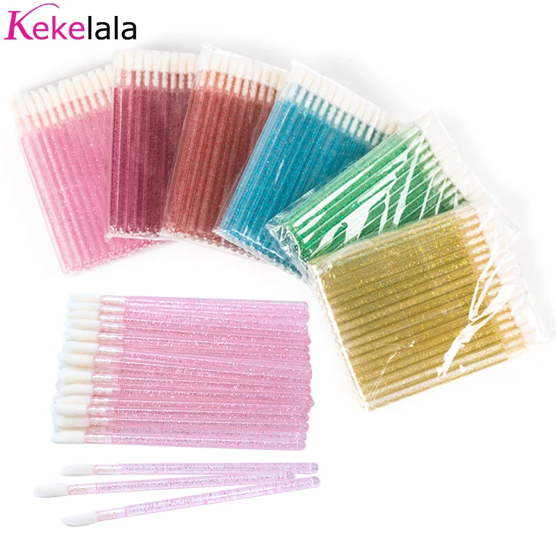 S56b6d3d771d842bdac5f52d360d0033fi 50 Disposable Crystal Lip Brush Lipstick Gloss Wands Eyelash Spoolies Lash Extension Cleaning (New) - Image 1