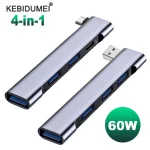 4 in 1 USB C HUB 3 PD 60W Type C 3.1 Multi Ports USB (New)