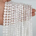 Genuine Natural Selenite Stone Near round Semi precious Loose Beads for Bracelet Necklace Diy Jewelry (New)