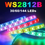 WS2812B 5050 RGBIC Smart LED Strip WS2812 Individually Addressable IC 30 60 144Pixels Leds m Light DC5V (New)