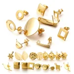 10 20 Stainless Steel Blank Earring Stud Golden Earrings Base With Earring Plug Connectors (New)