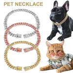 Style Pet Collar Necklace Cat Dog Full Diamond Cuban Chains Dog Chains (New)