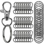 30 Pieces Rotary Lobster Buckle with Flat Key Ring 15 Pieces Key Ring (New)