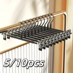 5 10 Stainless Steel Dress Hanger Pants Clip Clothes Racks Coat Clothing Non Slip Skirt (New)