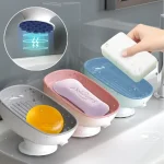 1 Bathroom Soap Dishes Holder Self Draining Soap Box with Super Suction Portable (New)
