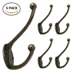 5 Retro Hooks Wall Mounted Dual Coat Rack Coat Copper Clothes Hanger Heavy (New)