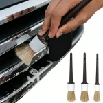 3 Car Exterior Interior Detail Brush Boar Hair Bristle Brushes for Car Cleaning (New)